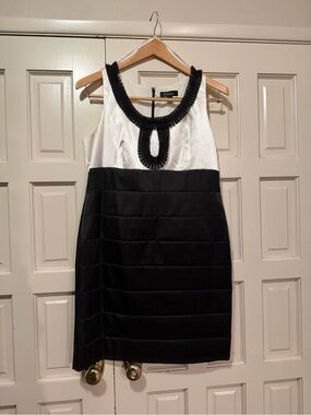 S.L. Fashions Black & White Sleeveless Cocktail Mini Dress